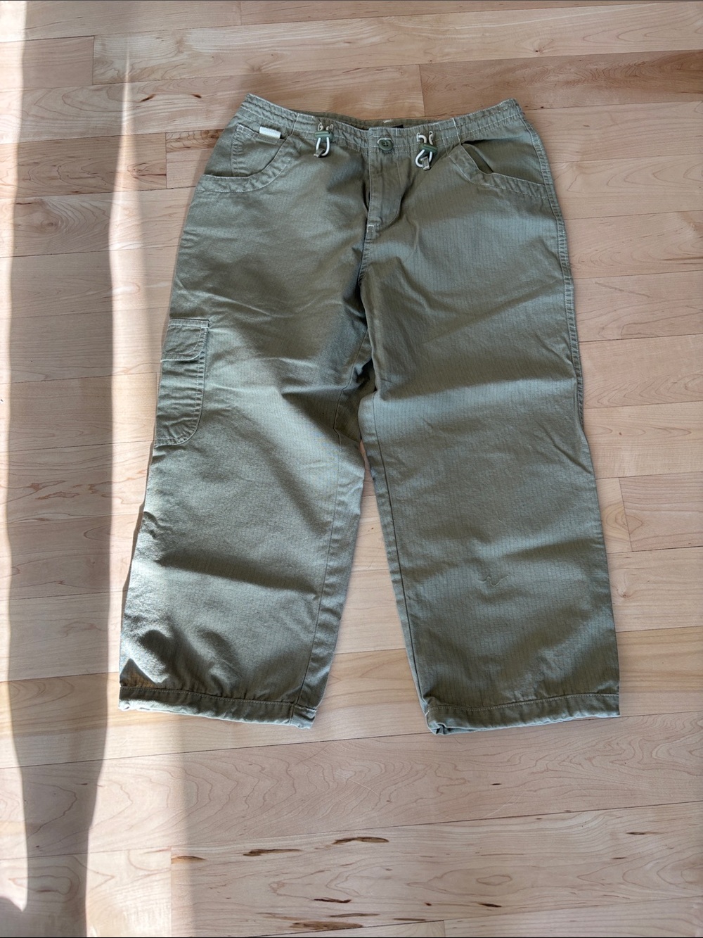 Allison Brittney Olive Green Cropped Cargo Capris